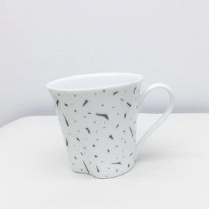 Zen Design Studio Tea Coffee Cup Mug White Gray Confetti Porcelain Contoured
